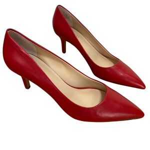 Franco Sarto Red Leather Pointed Toe Pumps Size 10